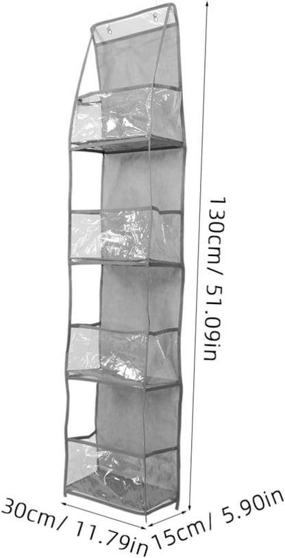 BESTYASH 2Pcs Over Door Storage Bag Organizer Non Woven Cloth Hanging Holder with Multiple Compartments for Bags and Shoes Decor White Grey Combination