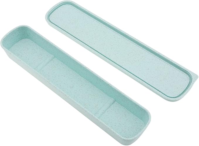 1pcs Portable Flatware Box Travel Tableware Storage Case Box, Utensil Case Flatware Storage Box for Cutlery Kit, 9.84 x 2.40 inch (Green)