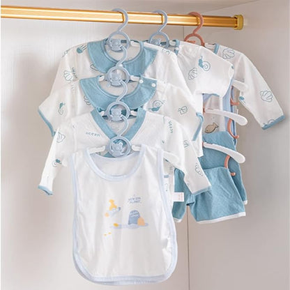 HGYZE Kids Hangers 11"-14" Adjustable Plastic Baby Boy Hangers 20 Pack, Toddler Bear Hanger for Children's Clothes Sweaters, Infant Hangar for Closet with Non-Slip Shoulder Grooves & Pants Bar, Blue