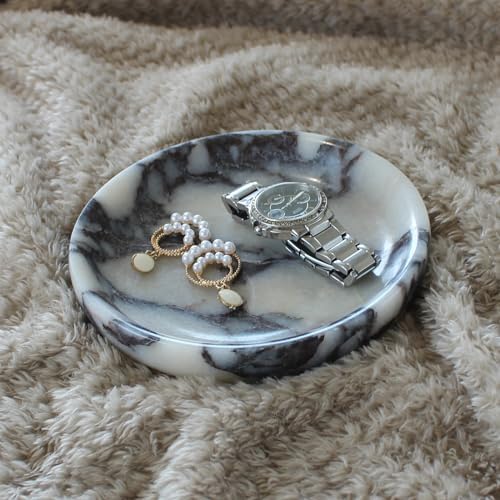 Nawgnail Natural Travertine Marble Jewelry Dish 5.5", Trinket Dish for Ring Earring, Gift for Woman Daugther(Calacatta Viola) - Image 4