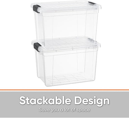 Superio Storage Bins with Lids- 10 Pack, 2.5 Qt Clear Boxes for Organizing, Stackable Plastic Containers- BPA Free, Non-Toxic, Odor Free, Organizer for Home, Office, Dorm