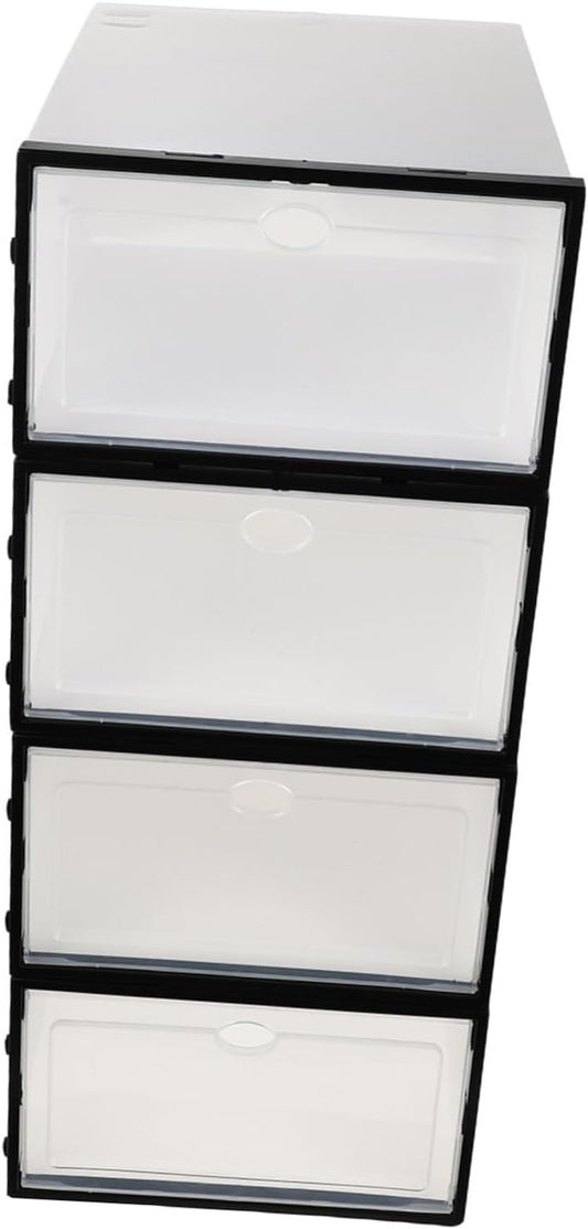 Outanaya 4pcs Plastic Shoe Storage Boxes Stackable Holders for Easy Organization and Dust for Home Dorm and Shoe Stores