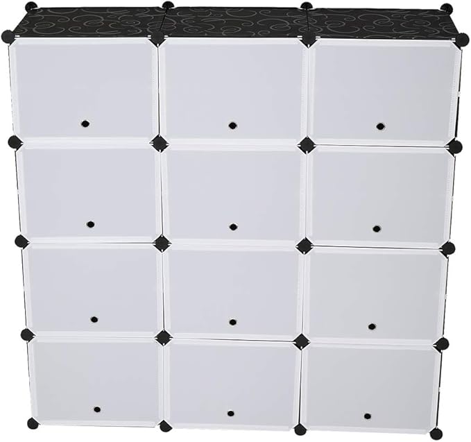 21 Cubes Shoe Rack,Portable Shoe Rack Organizer,Stackable Detachable Free Standing Shoe Rack,Plastic Shoe Storage Cabinet,Shoe Storage Boxes,with Doors,for Closet, Hallway, Bedroom, Entryway (Black)
