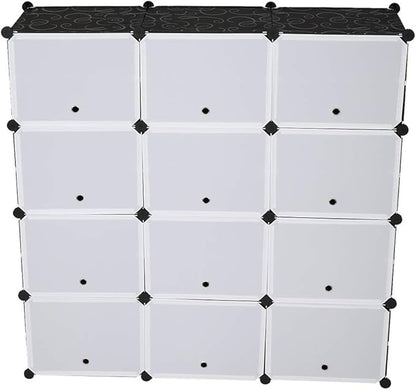 21 Cubes Shoe Rack,Portable Shoe Rack Organizer,Stackable Detachable Free Standing Shoe Rack,Plastic Shoe Storage Cabinet,Shoe Storage Boxes,with Doors,for Closet, Hallway, Bedroom, Entryway (Black)