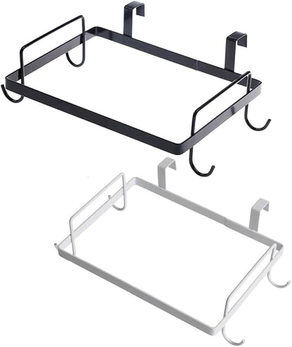 Iron Trash Bag Holder Rack for Kitchen Cabinet 2pcs Metal Garbage Bag Storage Organizer in Black and White for Kitchen Door and Cupboard Use