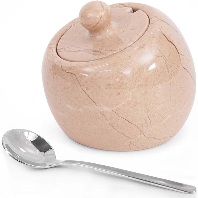 Radicaln Marble Salt Cellar with Lid 3" Inch Verona Salt Jar & Spice Storage Containers For Kitchen Countertop, Ideal Sugar Bowl & Salt dish For Table