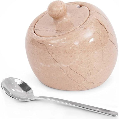Radicaln Marble Salt Cellar with Lid 3" Inch Verona Salt Jar & Spice Storage Containers For Kitchen Countertop, Ideal Sugar Bowl & Salt dish For Table