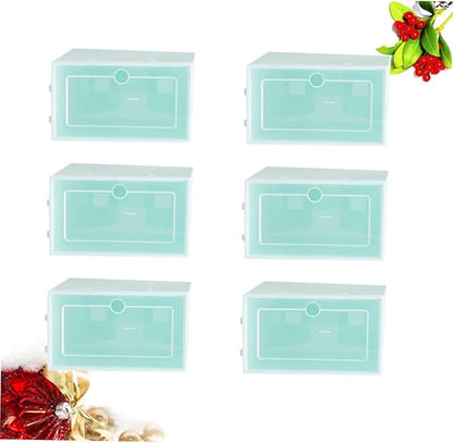 OSALADI 6PCS Stackable Transparent Shoes Box Thickened Plastic Shoe Storage Container S Green Organizer for Closet Entryway Under Bed for Easy and Space Saving
