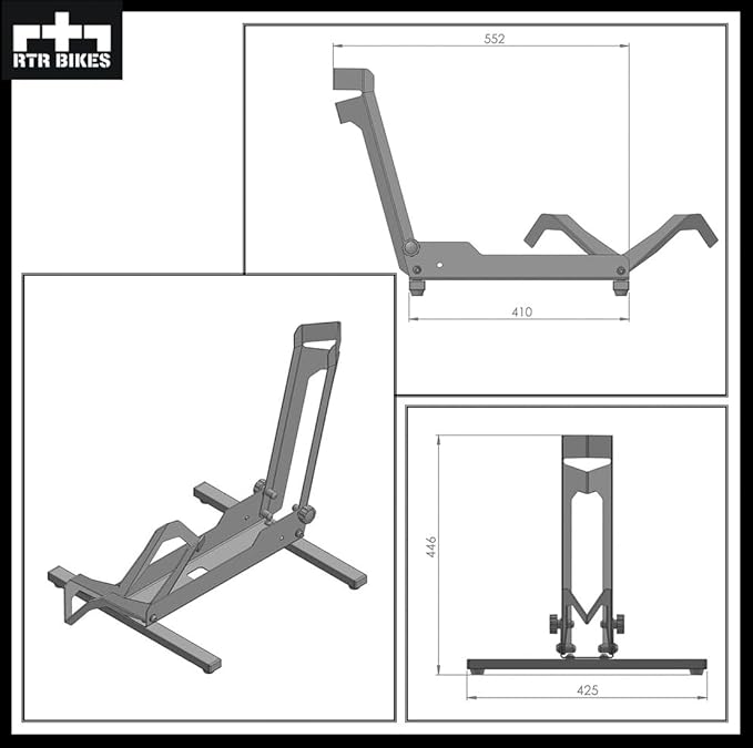 RTR BIKES Brutus Professional Bike Floor Stand – Heavy Duty Steel Rack for E-Bikes & MTB up to 66 lbs (30kg) – Fits 26-29" Wheels & Tires up to 2.8" – Garage Storage & Wash