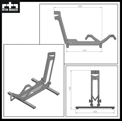 RTR BIKES Brutus Professional Bike Floor Stand – Heavy Duty Steel Rack for E-Bikes & MTB up to 66 lbs (30kg) – Fits 26-29" Wheels & Tires up to 2.8" – Garage Storage & Wash