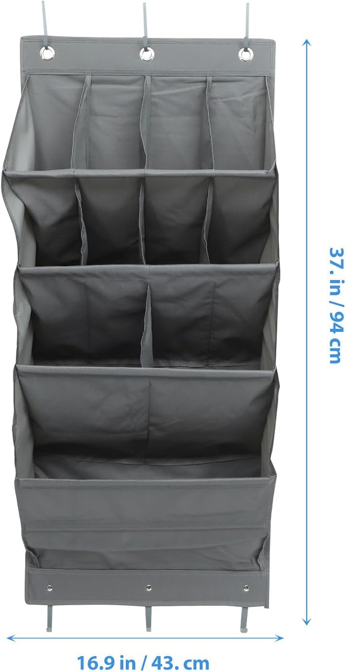 STAHAD Multi-Compartment Hanging Storage Bag for Back of Door, Gray 11-Pocket Organizer, Large Capacity Household Door Back Storage Pouch for Living Room and Entryway