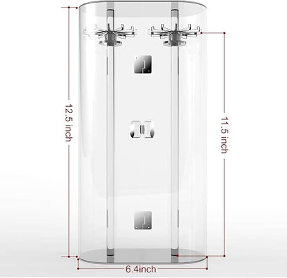 Spinning Tubular Acrylic Jewelry Storage Holder, Rotating Organizer - 24 Hooks for Dressing Table, Cosmetic Stations, Dresser, Bathroom Vanity Countertop - Holds Necklaces, Bracelets Clear