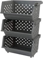 Begale 3-Pack Gray Plastic Stackable Detachable Storage Bin, Organizer Stacking Basket