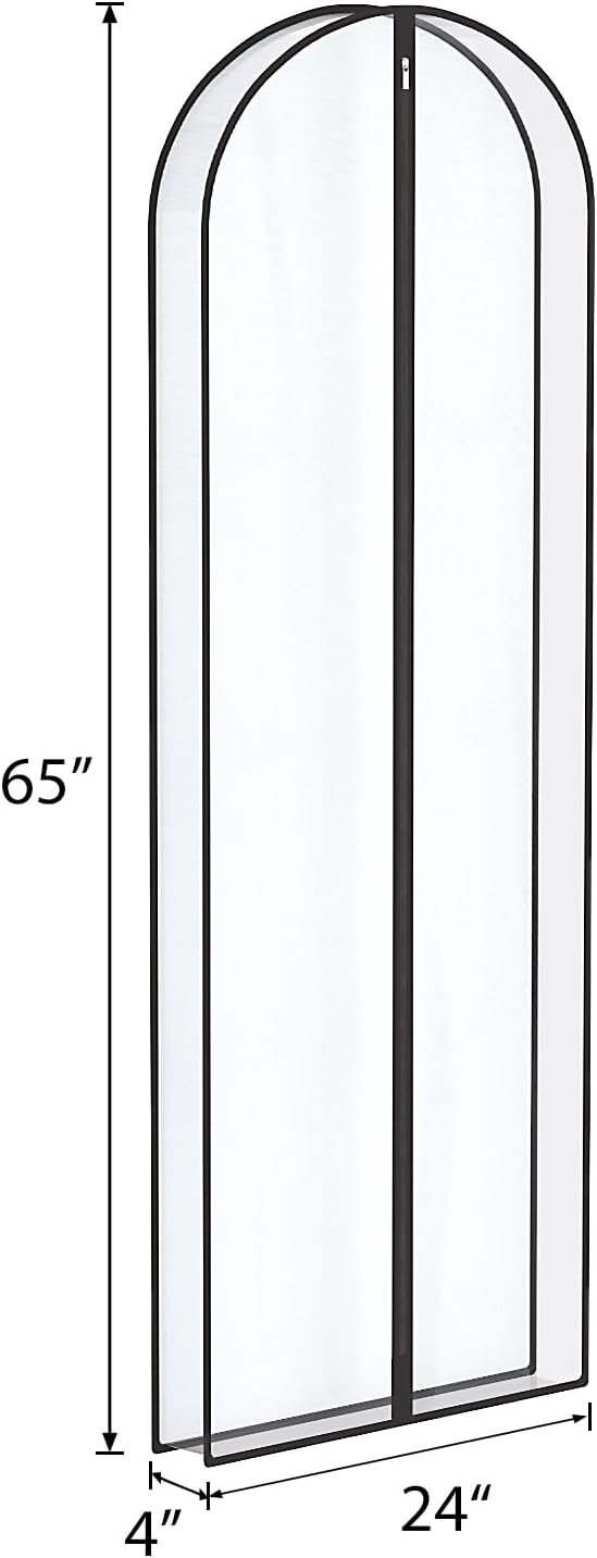 Univivi Dress Bags for Gowns, 65″ Clear Garment Bags for Hanging Clothes, 4″ Gusseted Long Dress Garment Bag for Closet Storage, 3-Pack