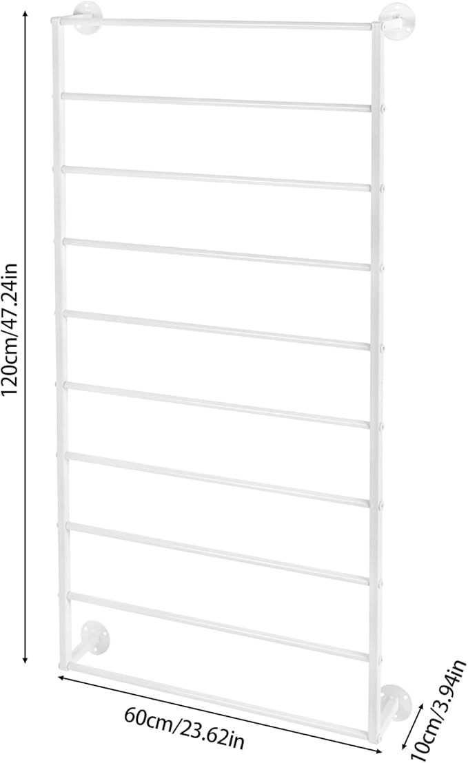 Wall Mounted Display Rack, 10-Layer Wall Scarf Rack Organizer, Space-Saving Wrapping Paper Organizer Ribbon Holder for Flower Shops. Three Color Options (White)