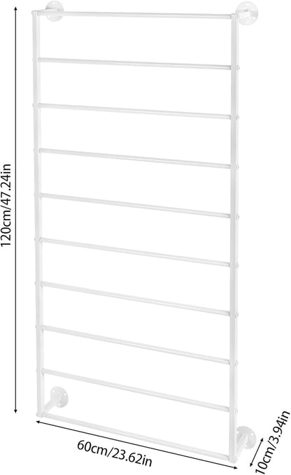 10-Layer Wall Mounted Display Rack Tie & Scarf Rack Wrapping Paper Ribbon Organizer Metal Shelving Belt Towel Holder for Home, Retail Stores, Flower Shop (White)