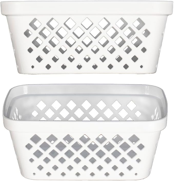 Glad Plastic Storage Basket Set - Multipurpose Drawer Trays, Kitchen Pantry Containers, and Bathroom Bins - 9 Pack Small Organizers, White, 6.25" L x 4.6" W x 2.7" H