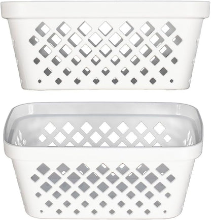Glad Plastic Storage Basket Set - Multipurpose Drawer Trays, Kitchen Pantry Containers, and Bathroom Bins - 9 Pack Small Organizers, White, 6.25" L x 4.6" W x 2.7" H