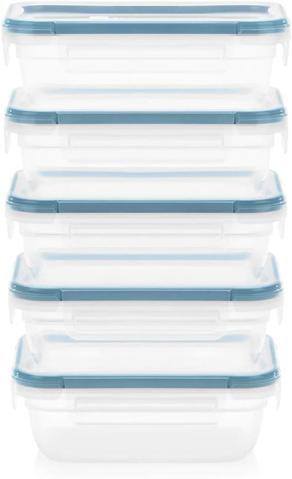 Snapware Plastic Total Solutions (5-Pack, 3 Cup) Food Storage Containers Set, Airtight & Leakproof Plastic Locking BPA-Free Lids Tupperware, Freezer Dishwasher Microwave Safe
