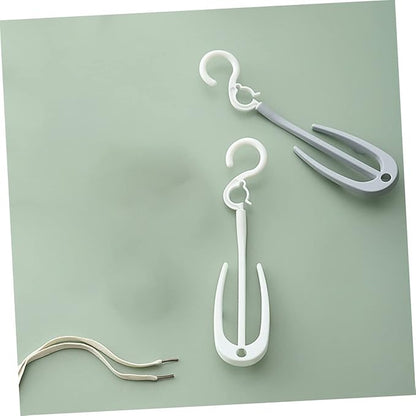 Happyyami 10pcs Double Hook Shoe Hanging Hooks Shoes Drying Rack for Door Storage Organizer Space-Saving Easy to Install Suitable for Laundry Room