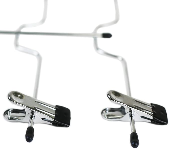 HUJI Sturdy 4 Tier Trouser Skirt Pants Hanger Chrome and Black Vinyl (Set of 2, 4 Tier Trouser Hangers)