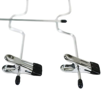 HUJI Sturdy 4 Tier Trouser Skirt Pants Hanger Chrome and Black Vinyl (Set of 3, 4 Tier Trouser Hangers)