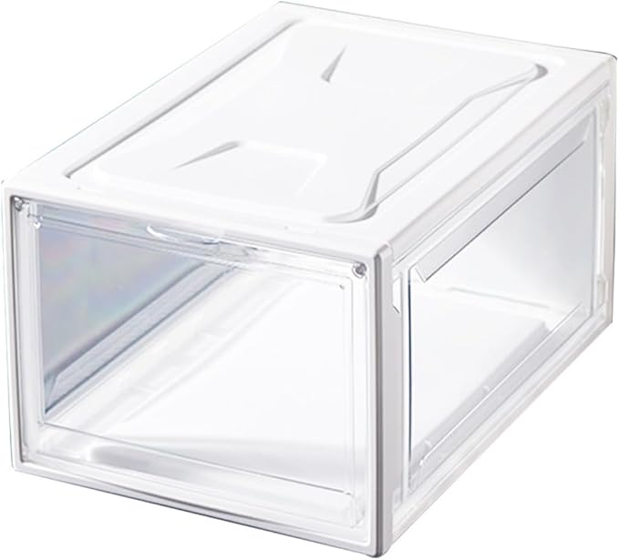 Luxshiny Sneaker Shoes Box with Clamshell Lid Large Stackable Shoe Storage Container for Men and Women for Closet and Home