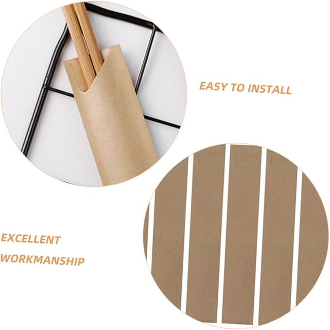 Angoily 200Pcs Disposable Kraft Paper Chopsticks Bags for Utensil Storage Portable Cutlery Holders for Bbq Picnic Travel Home Kitchen and Restaurant Use