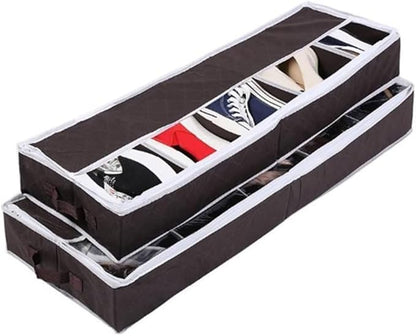 Amosfun Folding Shoe Storage Case with Visible Window Lightweight Non Woven Compact Organizer for Home and Travel Space Saving Foldable Shoe Box with Dust and Moisture Protection Small