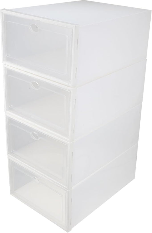 Thickened Plastic Shoe Storage Organizer Box with White Frame, Waterproof Dustproof Home Shoe Holder Case for Women, 4pcs