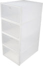 4pcs Waterproof Plastic Shoe Storage Boxes with White Frame Dustproof Household Shoe Organizers Multi-functional Stackable Sundry Storage Containers