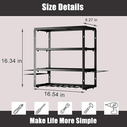 AZERPIAN Tool Organizer Heavy Duty Power Wall Mount for Drill and Cordless Tools Heavy Duty Rack for Garage Organization Workshop Pegboard (3 Layers 4 Slots)