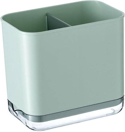 Kitchen Utensil Holder, Silverware Drying Basket Cutlery Drainer Caddy Silverware Cutlery Organizer Flatware Holder with 2 Compartments (Green)
