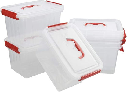 Kiddream 6 Packs Small Clear Boxes, 6 Quart Plastic Storage Bins with Lids