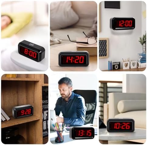 Digital Alarm Clock Battery Operated with LED Display for Bedrooms, Long Battery Life for 12 Months, 3 Brightness Adjustable, 12/24 Hour, Snooze, Black Case with Red Digits - Image 6
