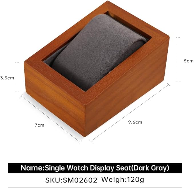 Wooden Watch Display Stand With Pillow, Wristwatch Organizers, Men Women Watch Storage Holder (Willow Wood, Gray Velvet)