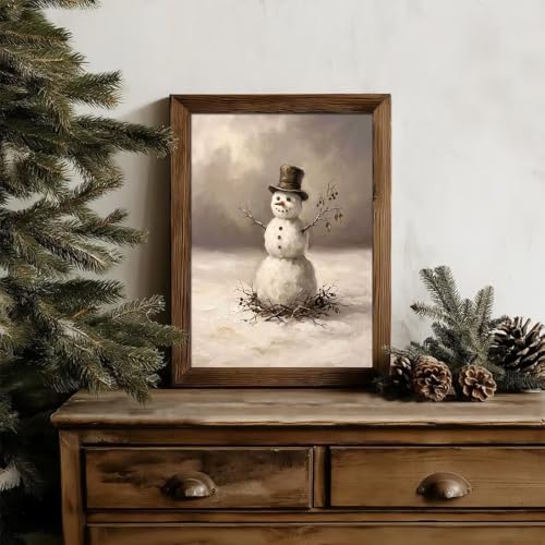 RETRART Vintage Snowman Canvas Wall Art Print, Cottagecore Farmhouse Winter Wall Decor, Rustic Snowman Art Prints for Nursery Bedroom Bathroom Office (11" x 14" - UNFRAMED) - Image 5