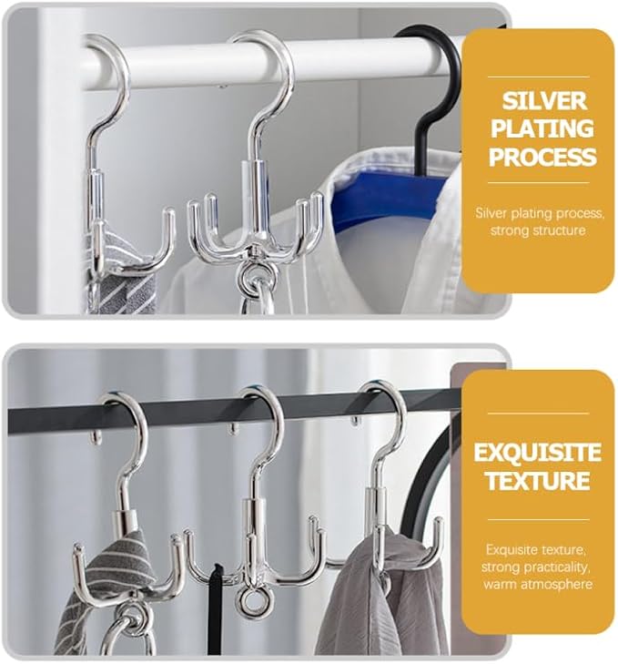 Unomor 4-Claw Rotating Hook Swivel Coat Hat Hook 360 Degree Multi-Purpose Belt Hanger for Clothes Bags Scarves Home Storage Organization