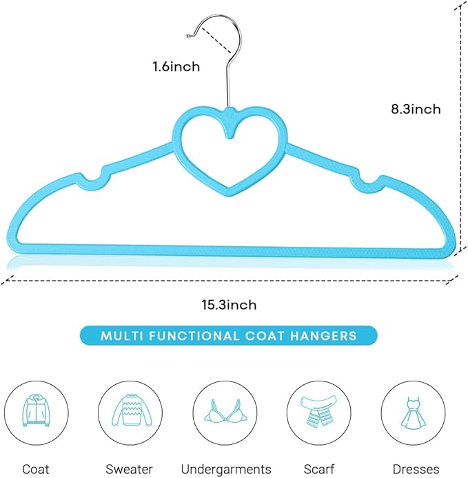 Plastic Hangers 20 Pack, Blue Shirt Hangers Ultra Thin Space Saving with 360 Degree Swivel Hook, Strong & Durable Adult for Dress, Shirts, Coats