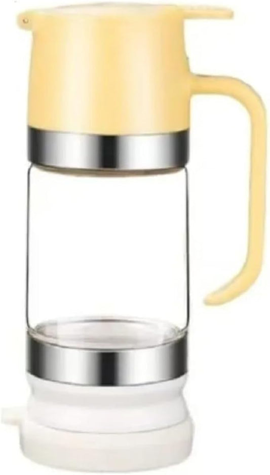 Kitchen Tool 300ml Glass Honey Dispenser Clear with Handle Honey Jar Syrup Bottle for Coffee Tea Home Use(Yellow-300ml)