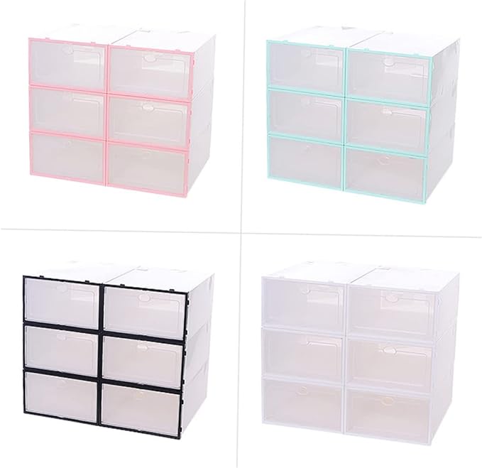 Stackable Shoe Organizer 6pcs Thickened Shoes Storage Box Plastic Container for Small Spaces Dorm Rooms