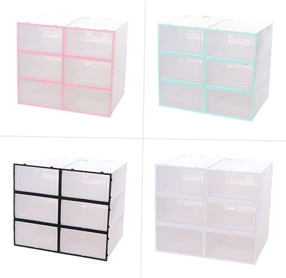 Stackable Shoe Organizer 6pcs Thickened Shoes Storage Box Plastic Container for Small Spaces Dorm Rooms