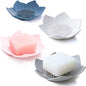 Silicone Soap Dishes with Draining. Bathroom Bar Soap Holder for Shower. Soap Tray for Kitchen Sink. Flower Shape Soap Saver for Counter, Bathtub. (4 Pack, White,Grey,Pink,Blue)