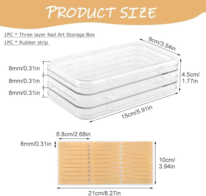 Tri-Fold Press On Nail Boxes Portable Nail Display box, Clear PET Plastic Storage Box for Fake Nails with Adhesive Double Sided Tape nails packaging for press ons