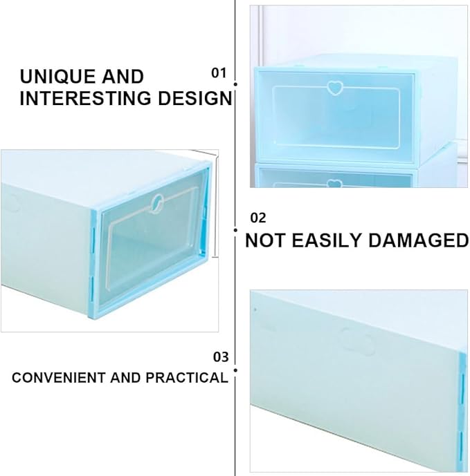 Healifty 6pcs Women’s Shoe Storage Boxes Plastic Drawer-type Shoe Organizer 31x21.5x12.5cm Stackable Storage for Closet and Travel