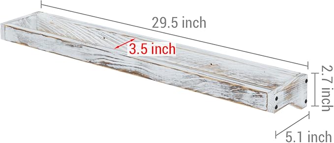 MyGift 30 Inch Shabby White Washed Solid Wood Wall Mounted Shoe Hanger Storage Rack, Hanging Shoes Organizer Shelf for Closet Mudroom Entryway, Set of 2 Holds 6 Pairs