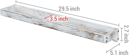 MyGift 30 Inch Shabby White Washed Solid Wood Wall Mounted Shoe Hanger Storage Rack, Hanging Shoes Organizer Shelf for Closet Mudroom Entryway, Set of 2 Holds 6 Pairs