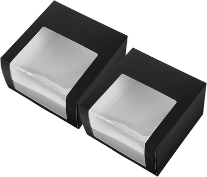 2Pcs Foldable Hat Boxes with Clear Window Display Case for Baseball Cap Storage Travel Organizer 7.67X7.67X4.72In Lightweight Paperboard
