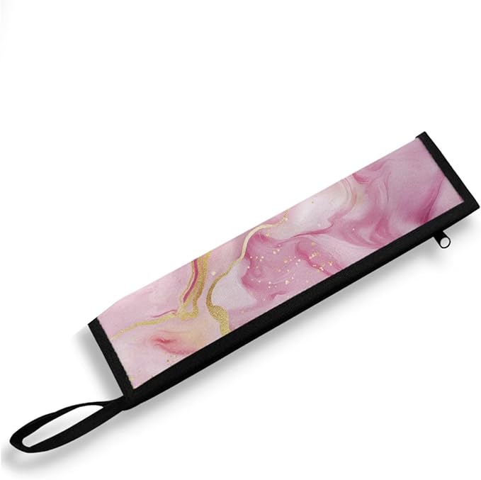 Portable Travel Tableware Box Pink Marble Flatware Storage Box Case Travel Utensils Cutlery Case with Bag for Fork Spoon Chopsticks