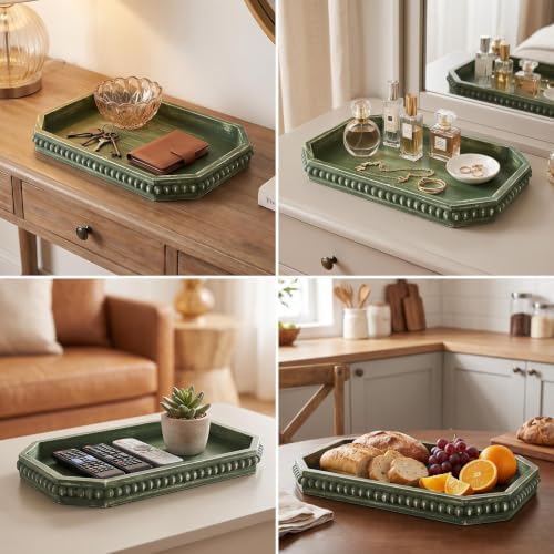 Hrastany Green Wood Decorative Tray, Coffee Table Tray for Ottoman - Image 6